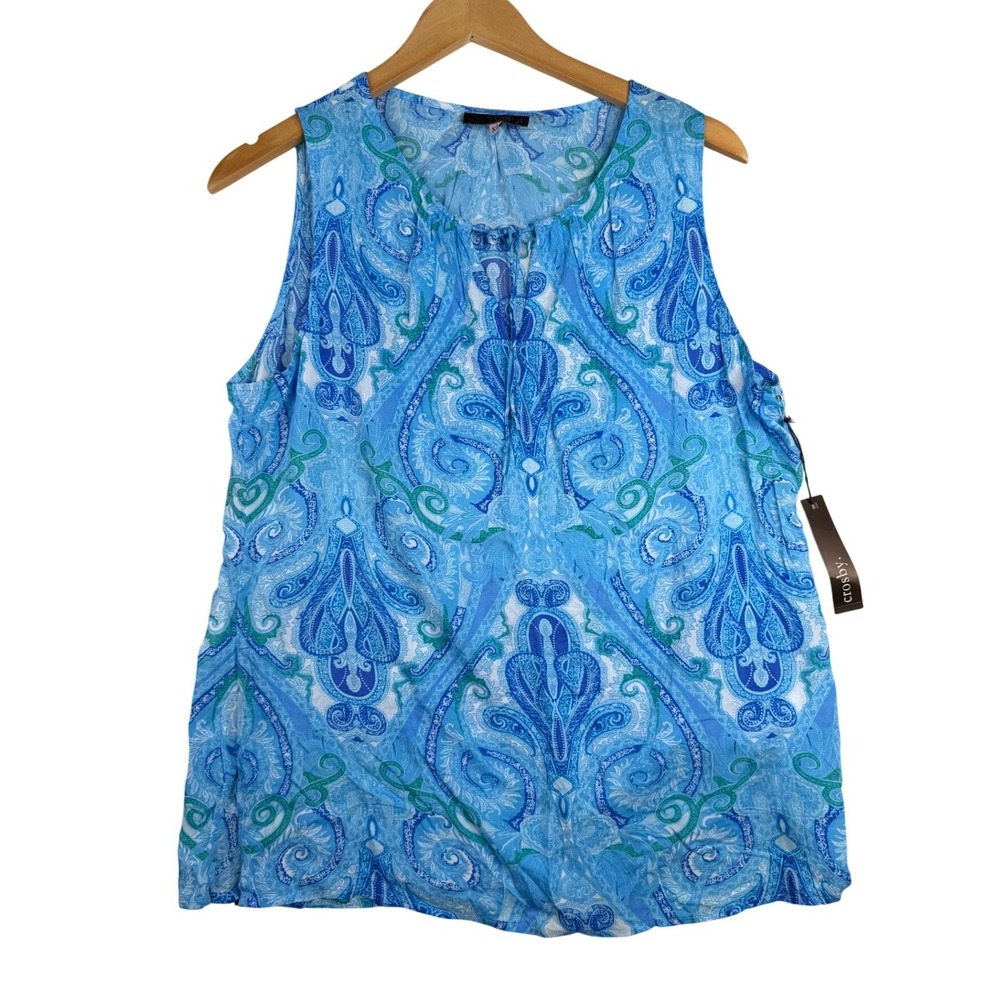 NWT Crosby Women's Paisley Medallion Tank Blouse size XL Blue